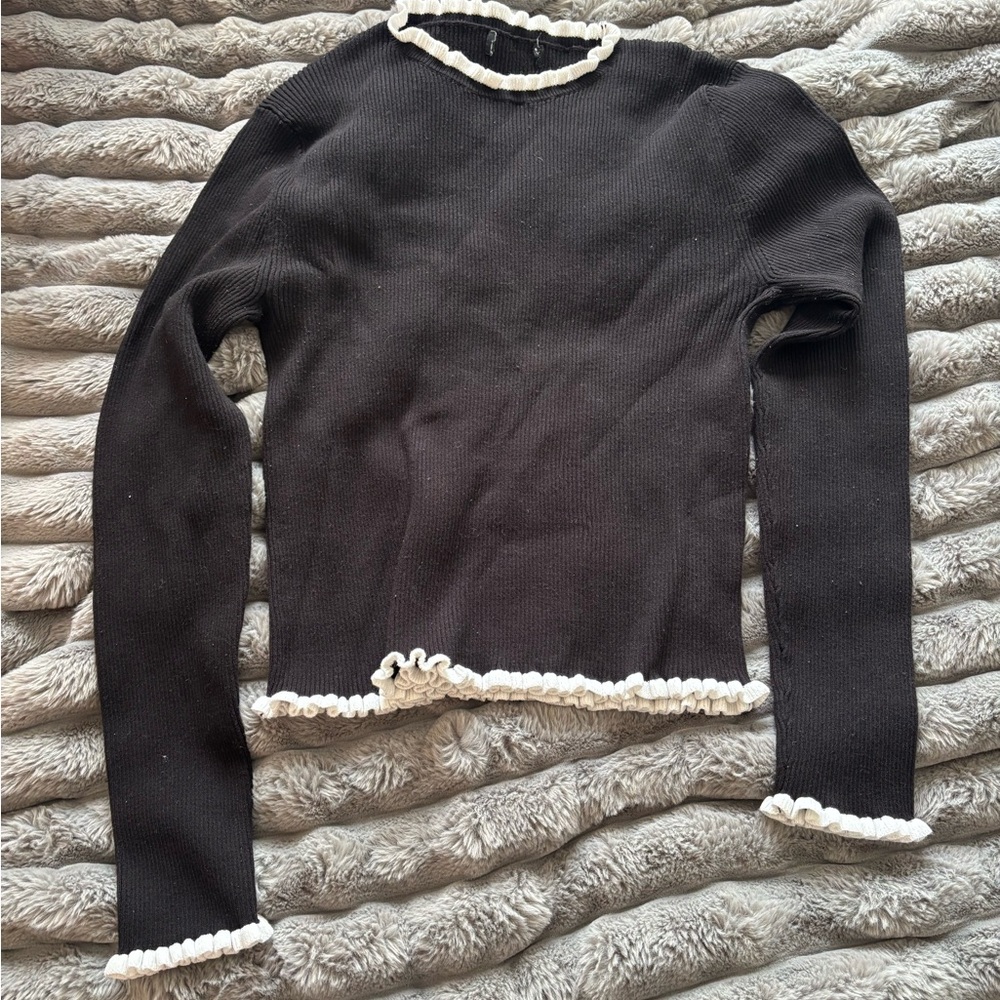 Black Sweater with White Trim